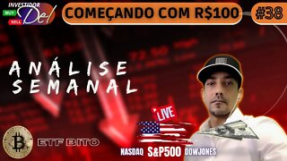 #38 ANÁLISE SEMANAL COMEÇANDO C/ R$100 AÇÕES INTERNACIONAIS + BITCOIN | HK50 | US100 | US30 | SP500