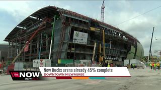 Construction on new Milwaukee Bucks arena nearj the midway point