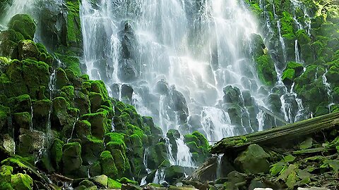 ASMR White Noise Green Rocks Waterfall Sleep Therapy