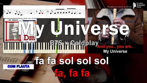 My Universe BTS x Coldplay Notas Flauta Cifra Guitarra Piano Letra Educação Musical José Galvão CF