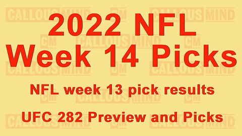 2022 NFL Week 14 Picks - week 13 pick results - UFC282 Preview and Picks