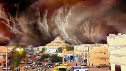SUN Disappeared - Day became Night. SEVERE Sandstorm hits Aïn El Hadjel, M'sila, Algeria