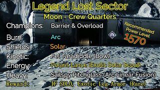 Destiny 2 Legend Lost Sector: Moon - K1 Crew Quarters on my Warlock 11-12-22