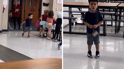 Kid Ecstatic When Grandma Comes to School for Lunch