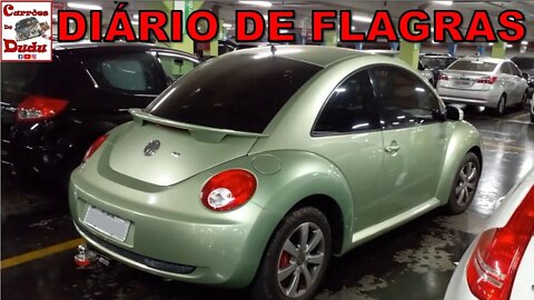 Diário de Flagras 27/07/22 Carrões do Dudu Renault Clio G2 rosa Volkswagen New Beatle verde MBZ SLK