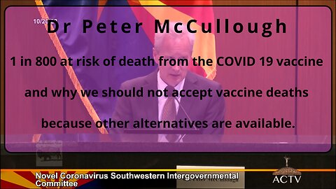 Dr. Peter McCullough - Do not accept vaccine deaths when alternatives are available