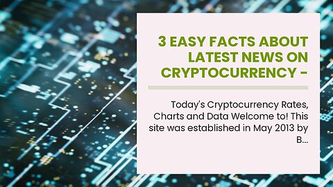 3 Easy Facts About Latest News on Cryptocurrency - Bitcoin, Dogecoin, Ethereum Shown