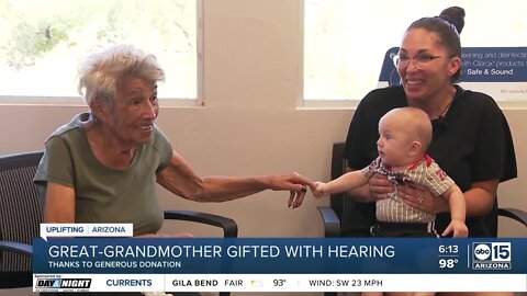 Donated hearing aids help grandma hear great-grandson