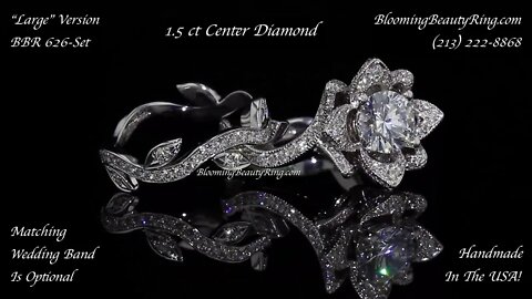 BBR 626-Set Large Lotus Swan Diamond Engagement Ring Set