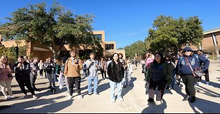 Sam Houston State Univ: Pro-Homosexual Female Student Yells, Helps Me Draw A Large Crowd, Lots of Great Questions, Then Hostility & Rowdiness Grows As Homosexuals & Sexual Perverts Stir Up The Crowd, A Satanist Lesbian Raises Her Sign, A Wild Day!
