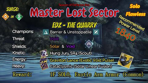 Destiny 2 Master Lost Sector: EDZ - The Quarry on my Solar Titan Solo-Flawless 5-21-23