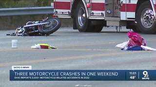 Three motorcycle crashes in one weekend