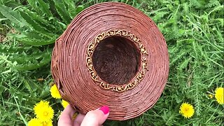 DIY Recycled Wicker Basket | Paper craft | Cardboard and newspaper