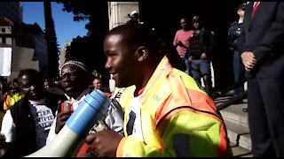 Marikana residents protest outside WCape Provincial Legislature as Winde announces new cabinet (5N9)