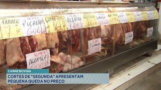 Carne Bovina: Cortes de segunda apresentam pequena queda no preço.