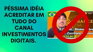 Respondendo o Canal Investimentos digitais sobre a Regulação da Binance no Brasil