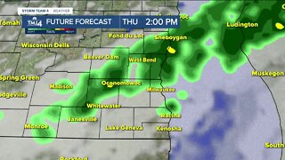 Dropping temperatures, scattered light showers, and gusty winds Thursday
