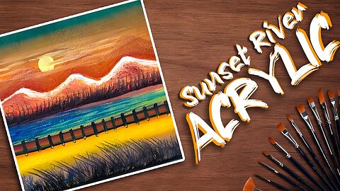 Sunset River Acrylic Painting Tutorial for beginners