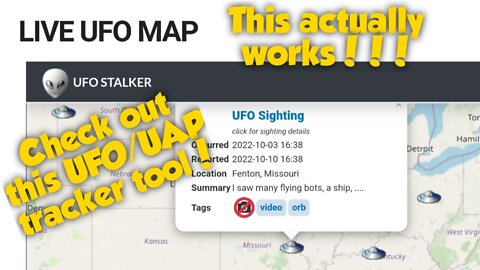 New UFO tracker! Tracks recent and pass UFO soghtings!