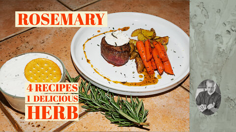 Rosemary - 4 Ways, goat cheese, glazed carrots, roasted potatoes and basted steak | Chef Terry