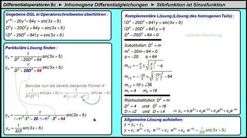 Differentialoperatoren 8c ►Inhomogene Differentialgleichungen ► Sinusfunktion als Störfunktion