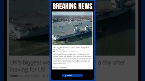 Current Events: UK's biggest warship is towed back to port a day after leaving for US #shorts