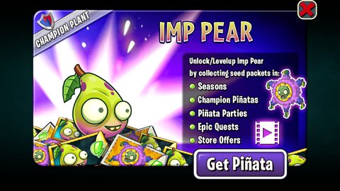 Plants vs Zombies 2 - Epic Quest - Seedium Plant Showcase - Imp Pear - June 2022