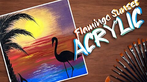 Flamingo Sunset Acrylic Painting tutorial for beginners