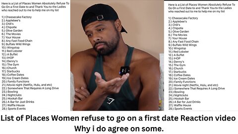 List of Places Women refuse to go on a first date Reaction video | Why i do agree on some.