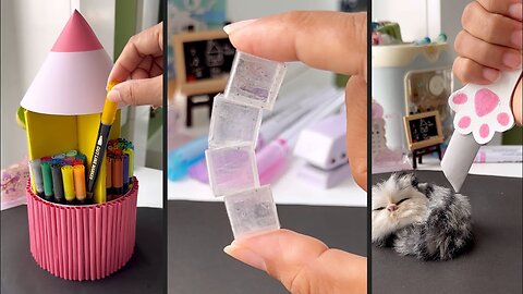 Easy & Creative Crafts when you’re bored | Desk Organizer | Ice Cube | Miniature School Supplies