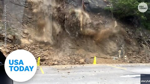 Mountainside crumbles into parking lot in dusty landslide USA TODAY