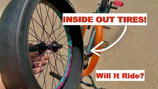 ** FLIPPING BIKE TIRES INSIDE OUT ** ( Will It Ride? )