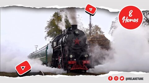 🎧 RUÍDO DE TREM A VAPOR MUITO RELAXANTE 🚂 VIAGEM DE LOCOMOTIVA A VAPOR 🛤 TREM MARIA FUMAÇA 🕒 8 HORAS