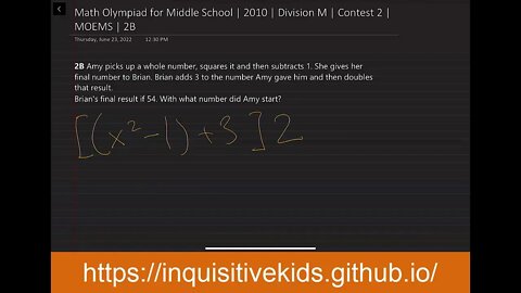Math Olympiad for Middle School | 2010 | Division M | Contest 2 | MOEMS | 2B