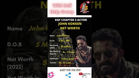 🔥KGF Chapter 2- Actor John Kokken Net Worth🔥#shorts🔥#wildselfhelpgroup🔥2 May 2022🔥