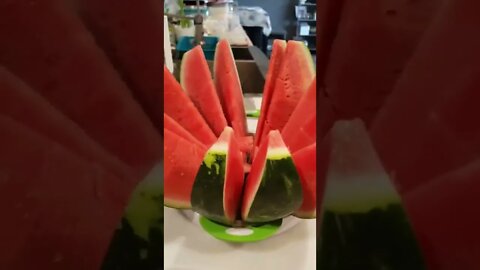 Easiest way to slice my watermelon fast .