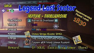 Destiny 2 Legend Lost Sector: Neptune - Thrilladrome on my Solar Titan 5-16-23