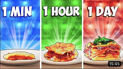 1 minute vs 1 hour vs 1 day lasagna