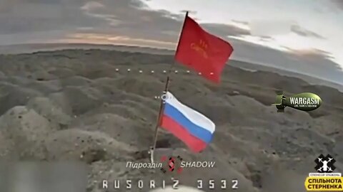Ukrainian kamikaze drone targets a flag at Avdeevka