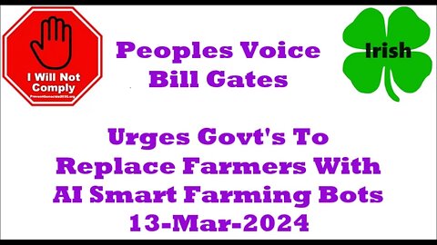 Bill Gates Urges Govt's To Replace Farmers With AI Smart Farming Bots 13-Mar-2024