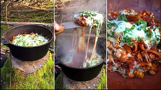 Taco Pasta cooked in the deep forest 🌲🔥