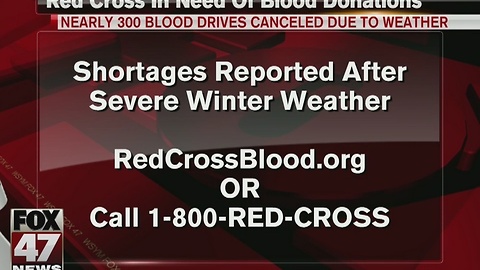 Nearly 300 blood drives canceled due to weather