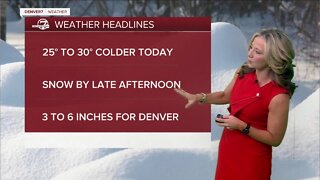 Snow will hit Colorado later today, bitter cold to follow