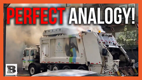 Perfect Analogy for the City! Firefighters Work to Put Out Garbage Truck Fire in San Francisco