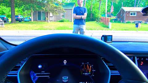 Tesla Model S human collision avoidance test
