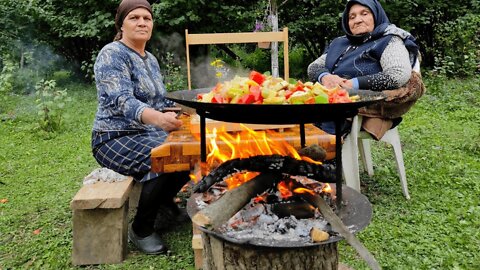 Grandma Makes Weekly Cucumbers from Her Garden Products, Azerbaijani Cuisine
