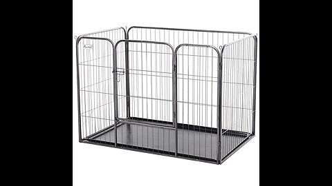 Review PawHut Folding Design Heavy Duty Dog Crate Metal Cage & Kennel with Removable Tray and C...