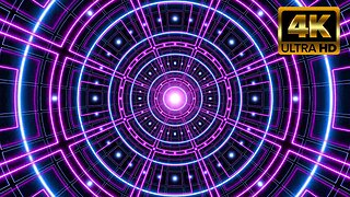 Geometric Neon Tunnel Background – 1HR LOOP 4K 60FPS