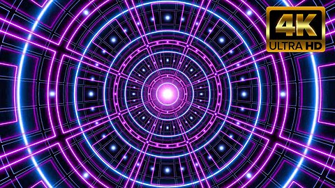 Geometric Neon Tunnel Background – 1HR LOOP 4K 60FPS