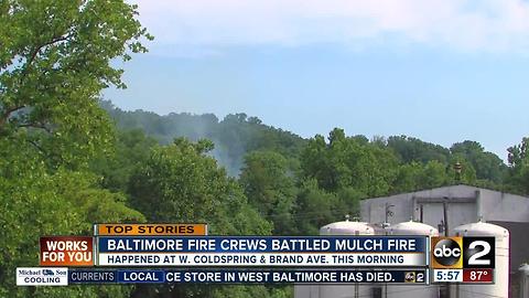 Firefighters respond to mulch fire in West Baltimore